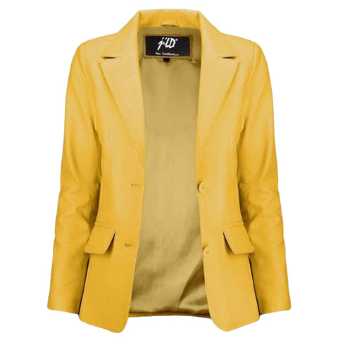 Women's Jild Classic Lambskin Yellow Leather Blazer