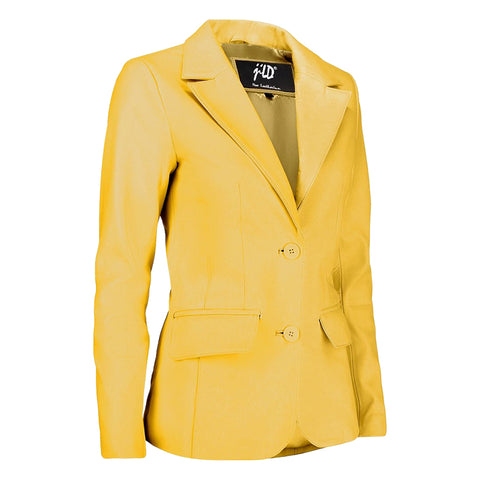 Women's Jild Classic Lambskin Yellow Leather Blazer