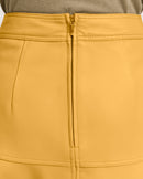 Mustard yellow lambskin leather skirt for stylish women

