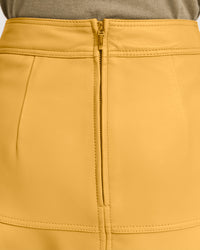 Mustard yellow lambskin leather skirt for stylish women

