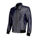 Mens Vintage Bomber Polo Black Leather Jacket
