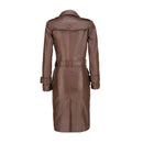 Women S Double Breasted Brown Leather Trench Coat