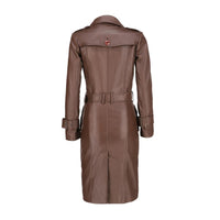 Women S Double Breasted Brown Leather Trench Coat