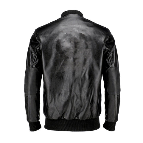 Mens Black Pure Cow Leather  Bomber Jacket