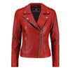 Women's Handwaxed Biker Style Motorcycle Zip-Up Leather Jacket