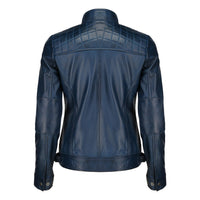 Café Racer Leather Jacket Women - Zip Up Moto Biker Style Casual Fashion Real Lambskin Women's Leather Jacket