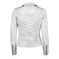 Women's Handwaxed Biker Style Motorcycle Zip-Up Leather Jacket