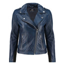 Women's Handwaxed Biker Style Motorcycle Zip-Up Leather Jacket