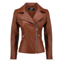 White Asymmetrical Moto Leather Jacket for Women

