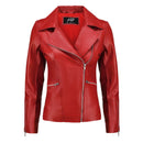 Sleek White Leather Biker Jacket for Women

