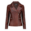 Classic White Leather Motorcycle Jacket for Women

