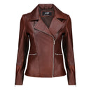 Classic White Leather Motorcycle Jacket for Women


