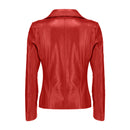 Women's Asymmetrical Zip White Leather Jacket

