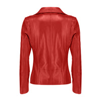 Women's Asymmetrical Zip White Leather Jacket

