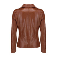 Trendy Asymmetrical Biker Jacket – Women's White Leather


