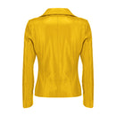 Premium Women's White Leather Biker Jacket

