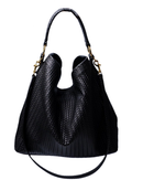 Handmade Woven Original Black Leather Bag
