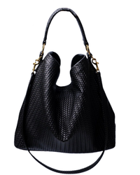 Handmade Woven Original Black Leather Bag