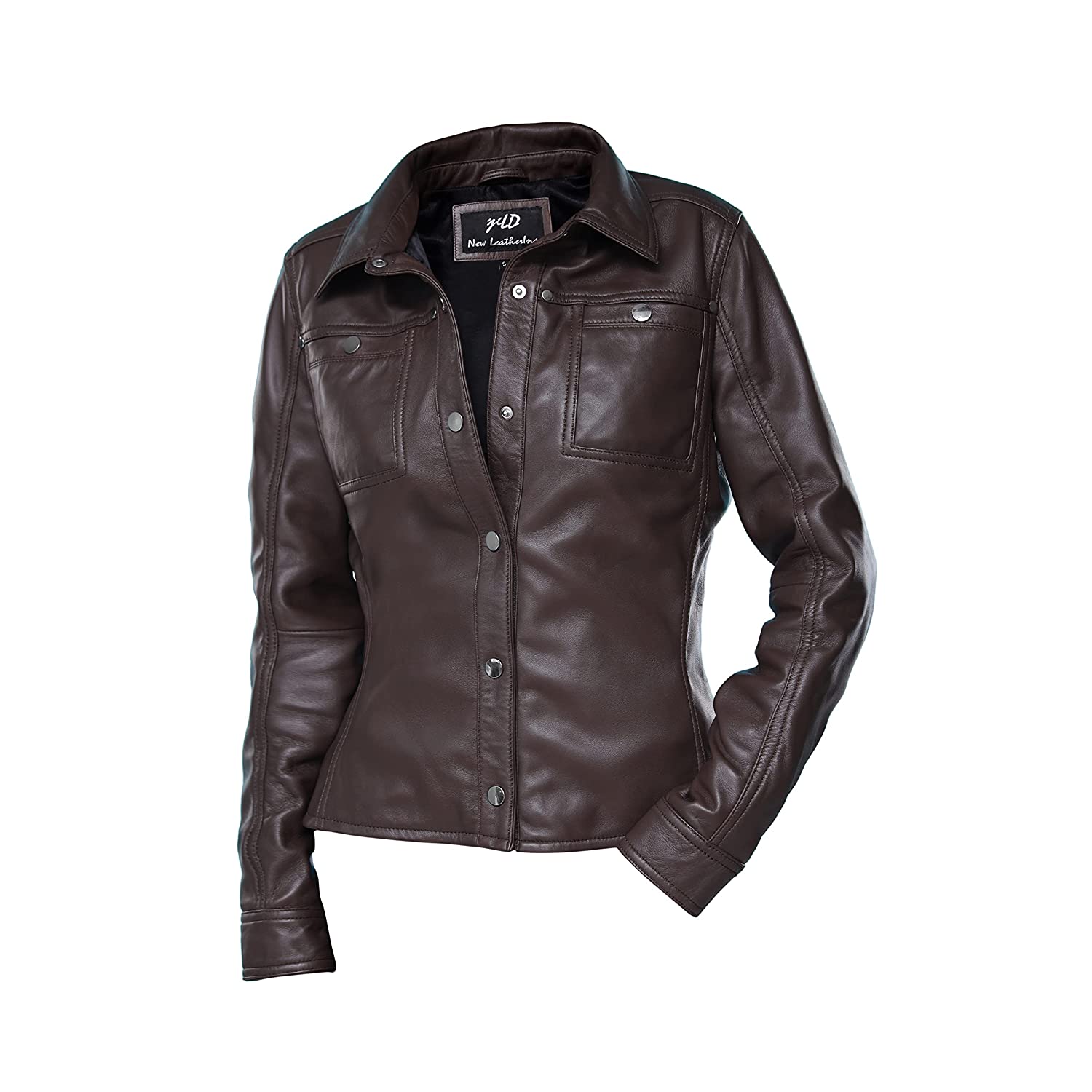 Womens Brown Shirt Style Leather Jacket