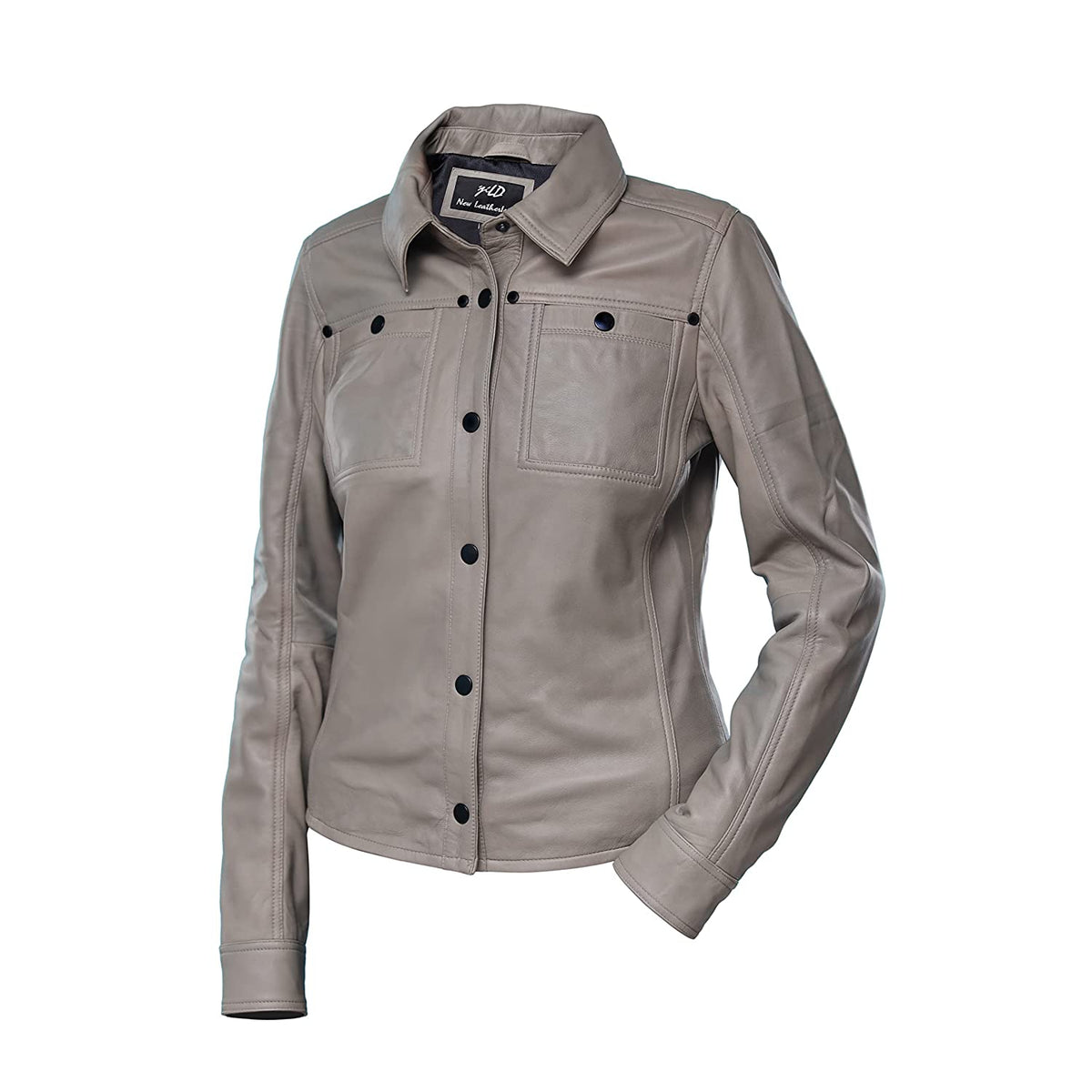 Womens Grey Shirt Style Leather Jacket