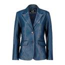 Womens Jild Classic Lambskin Blue Leather Blazer Jackets