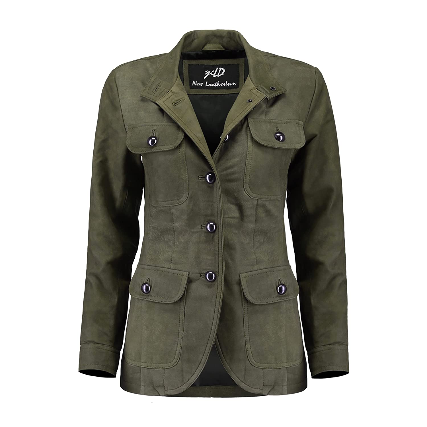 Womens Vintage Green Suede Leather Coat